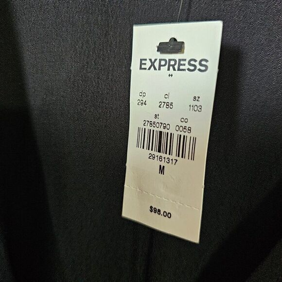 NWT EXPRESS BLACK ROMANTIC MAXI DRESS BUTTON DOWN PLUNGE NECK SIZE M - Picture 13 of 16